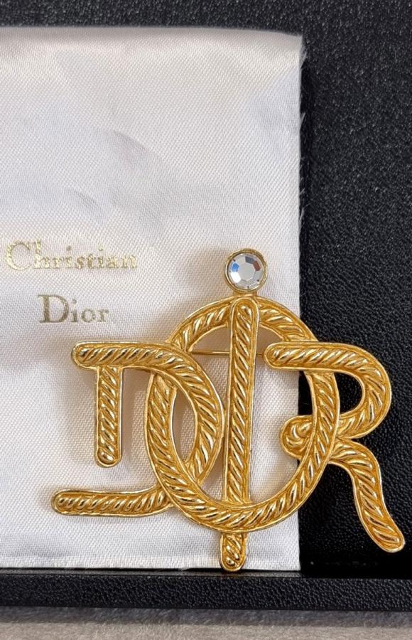 Christian Dior Broche Doré & Cristal